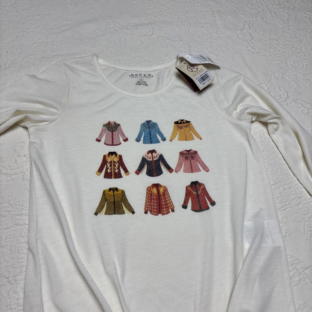 Roper Girls Western Shirt Long Sleeve Top Tan Size Large 10-12 New With Tags